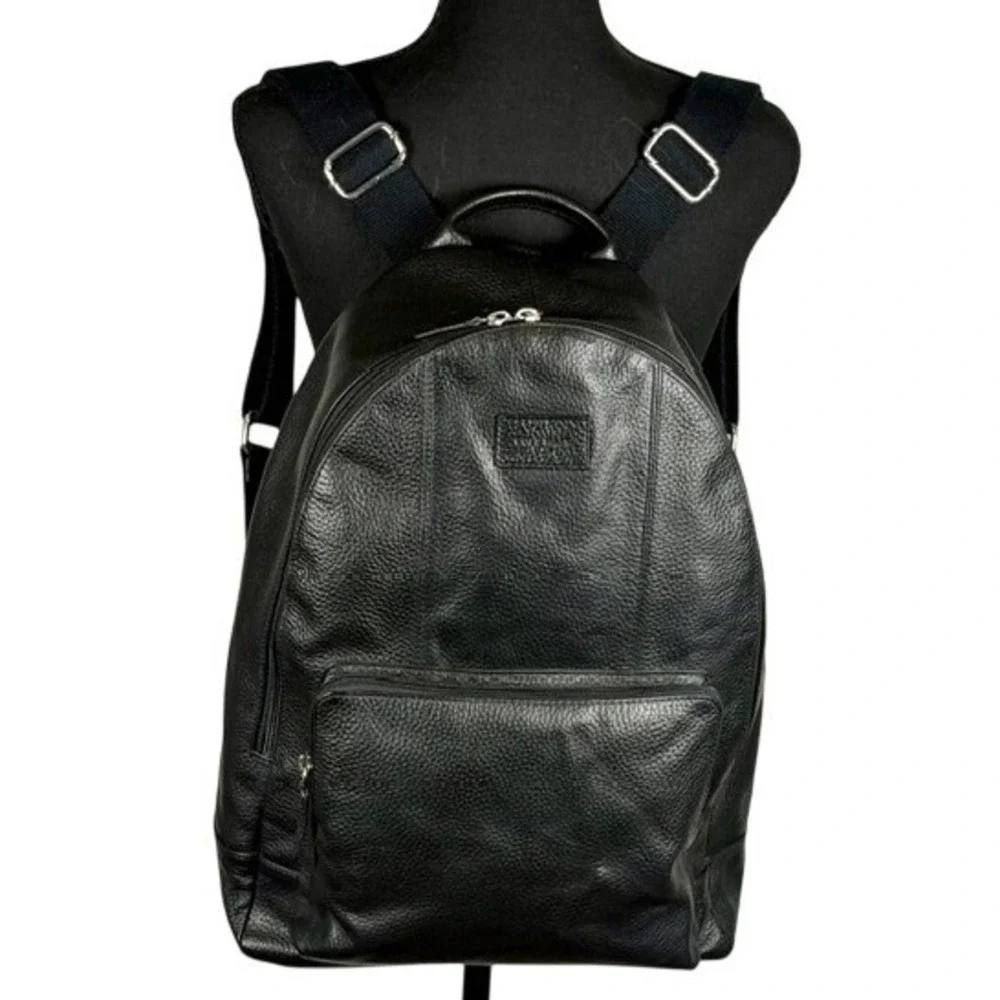 Cole Haan Black‎ Pebble Grain Leather Backpack Mens Commuter Travel Bag Luxury